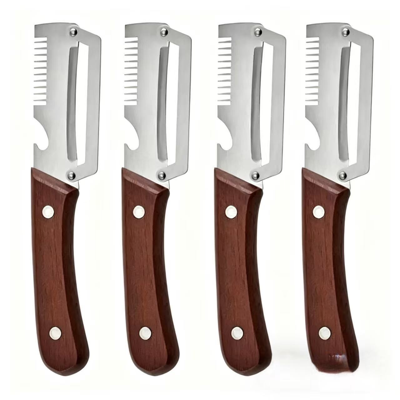 ❤️🔥Wooden-Handled Stainless Steel Sharp Peeler with Built-In Bottle Opener