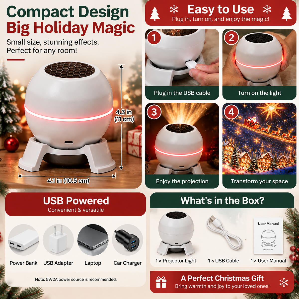 🎅 Holiday Projector – Turn Any Room Into a Magical Christmas Wonderland