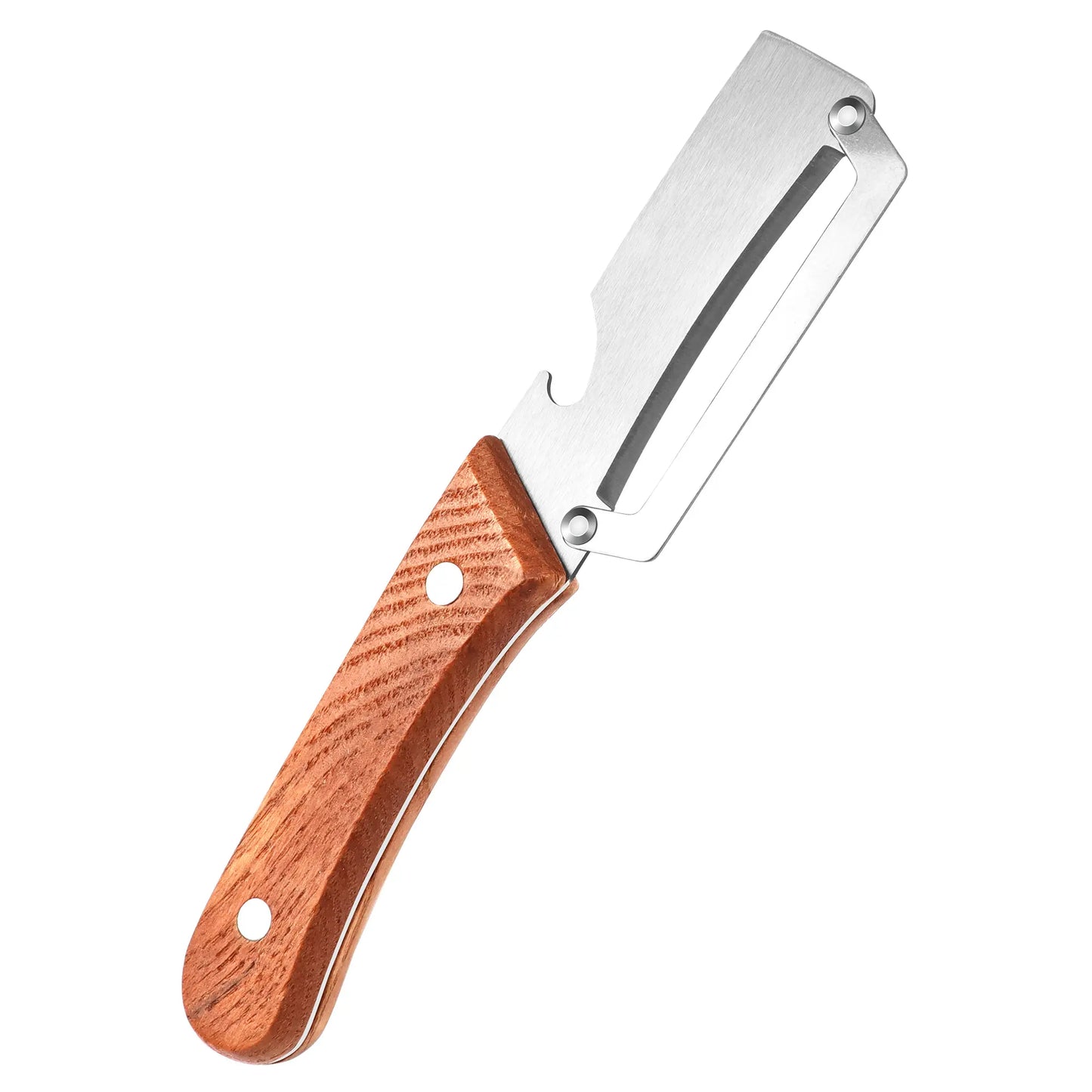 ❤️‍🔥Wooden-Handled Stainless Steel Sharp Peeler with Built-In Bottle Opener