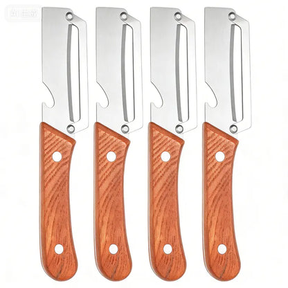 ❤️‍🔥Wooden-Handled Stainless Steel Sharp Peeler with Built-In Bottle Opener