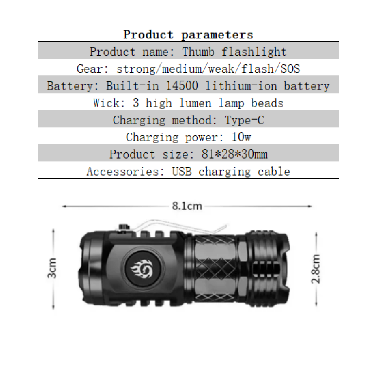 Three-eyed Monster Mini Flash Super Power Flashlight