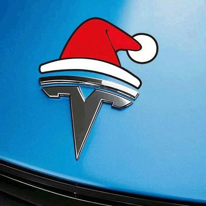 Festive Christmas Hat Car Badge – Slightly Raised Decorative Sticker for Cars & Holiday Auto Decor（2pcs）
