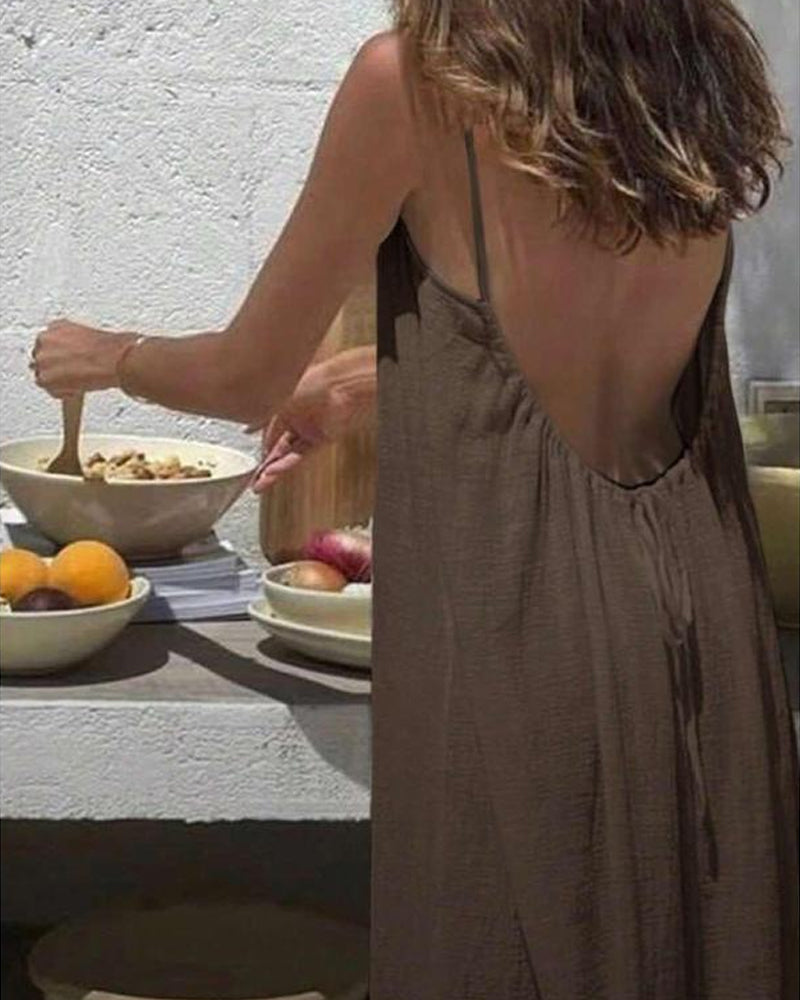 🏖️Last day sale 50% OFF💕20K+ SOLD!⚡Women‘s Casual Backless Spaghetti Strap Maxi Dress🌟🌊
