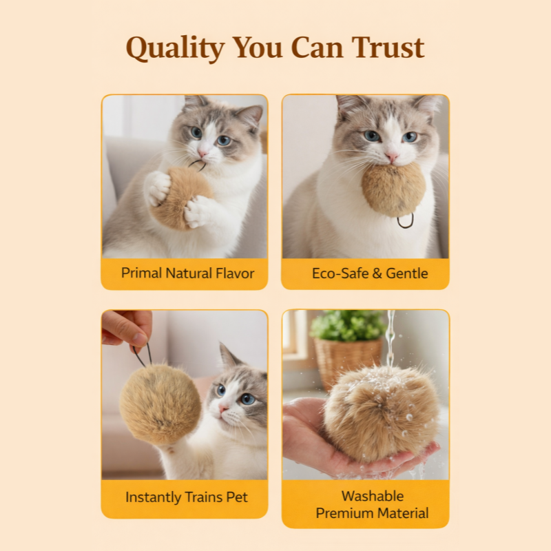 ⭐RZXEA™ Soft Fluffy Cat Toy Ball