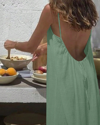 🏖️Last day sale 50% OFF💕20K+ SOLD!⚡Women‘s Casual Backless Spaghetti Strap Maxi Dress🌟🌊