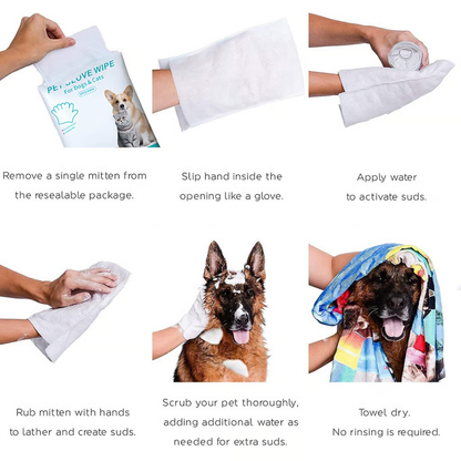 🔥 Petiblet™ Rinse-Free Dog Shampoo Mitts – Hypoallergenic Pet Bath Wipes | 6-Pack for Easy Grooming & Sparkling Clean Fur 🐶✨