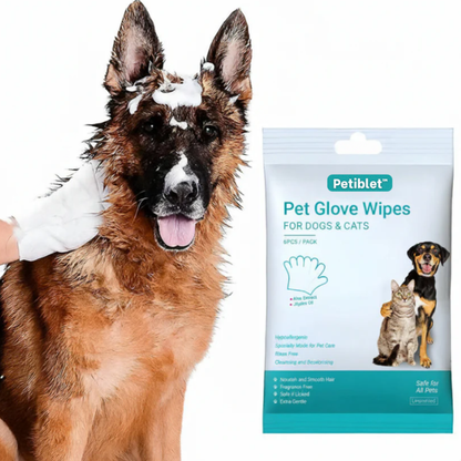 🔥 Petiblet™ Rinse-Free Dog Shampoo Mitts – Hypoallergenic Pet Bath Wipes | 6-Pack for Easy Grooming & Sparkling Clean Fur 🐶✨