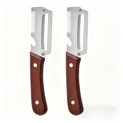 ❤️‍🔥Wooden-Handled Stainless Steel Sharp Peeler with Built-In Bottle Opener