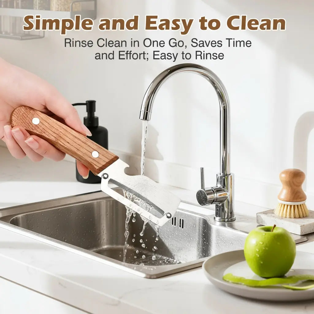❤️‍🔥Wooden-Handled Stainless Steel Sharp Peeler with Built-In Bottle Opener