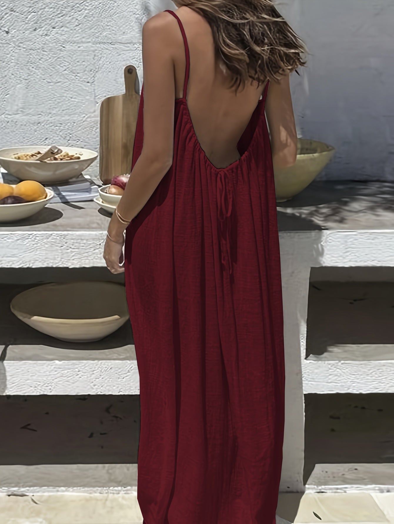 🏖️Last day sale 50% OFF💕20K+ SOLD!⚡Women‘s Casual Backless Spaghetti Strap Maxi Dress🌟🌊