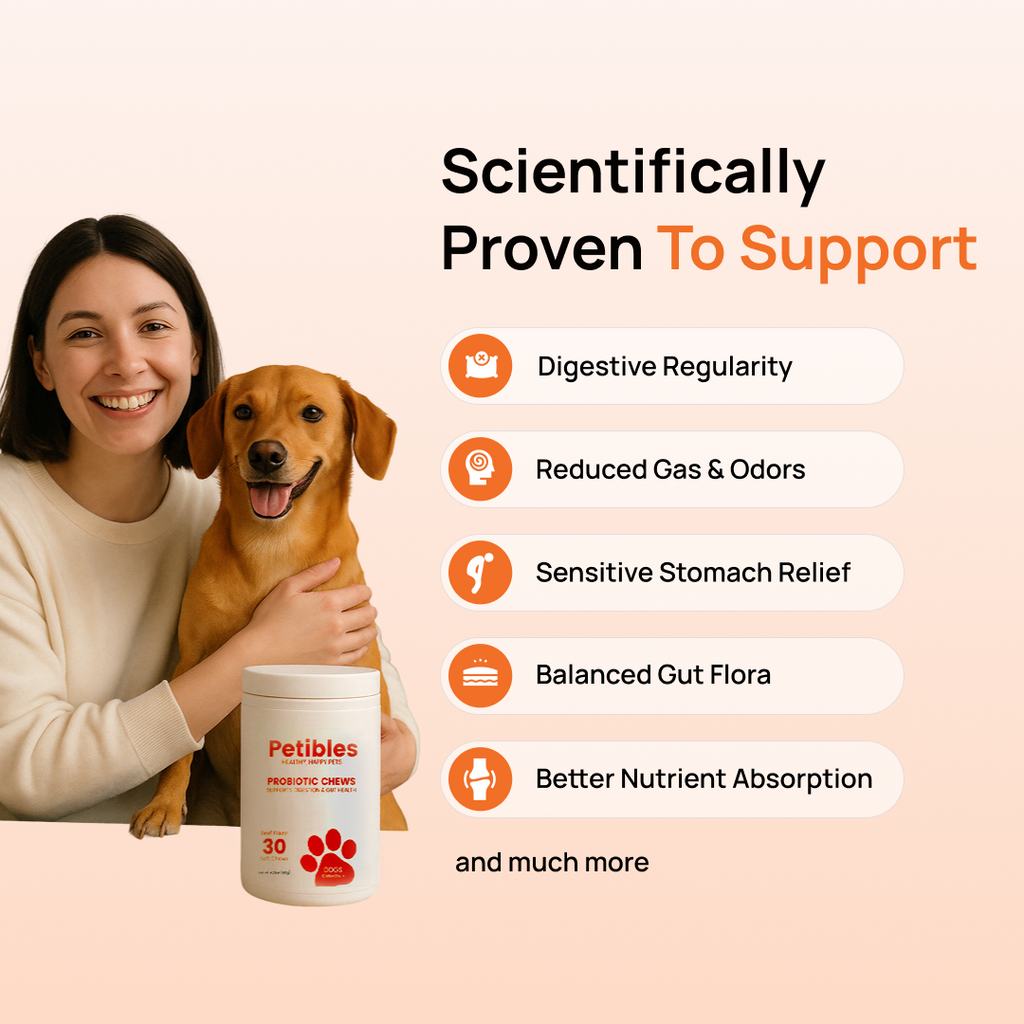 Petibles Probiotic Chews for Dogs – Digestive, Immune & Skin Support, Beef Flavor, 30‑Count