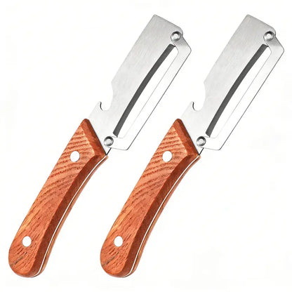 ❤️‍🔥Wooden-Handled Stainless Steel Sharp Peeler with Built-In Bottle Opener