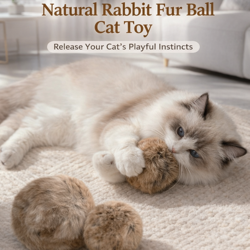 ⭐RZXEA™ Soft Fluffy Cat Toy Ball