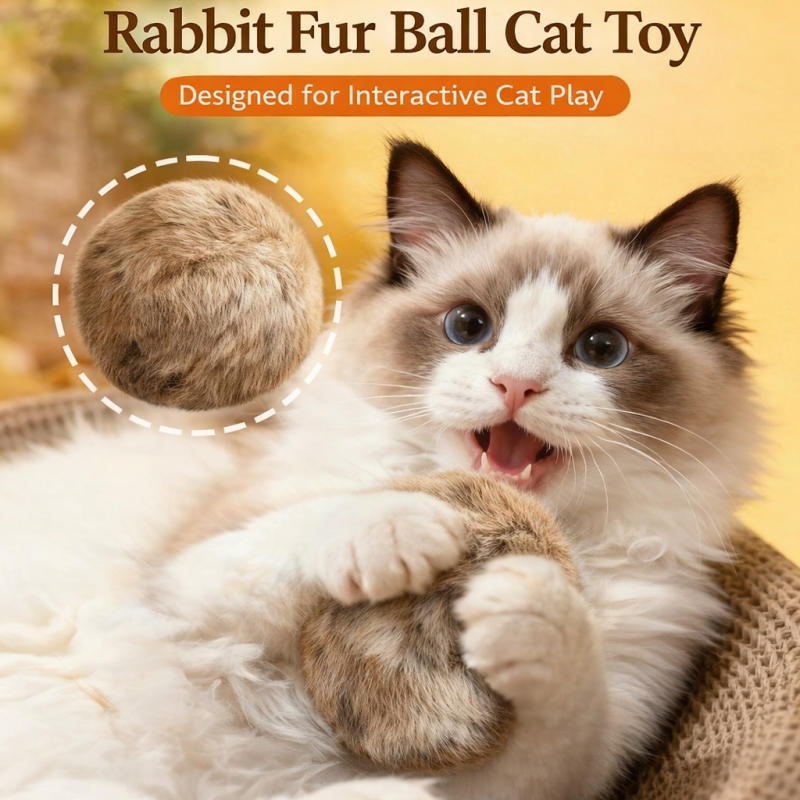 ⭐RZXEA™ Soft Fluffy Cat Toy Ball