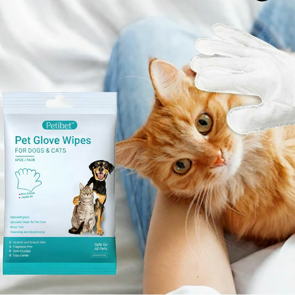Petiblet™  Rinse-Free Dog Shampoo Mitts – Hypoallergenic Pet Bath Wipes