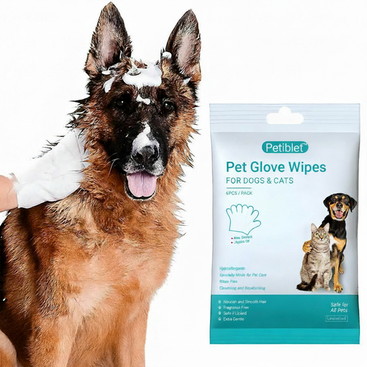 Petiblet™  Rinse-Free Dog Shampoo Mitts – Hypoallergenic Pet Bath Wipes