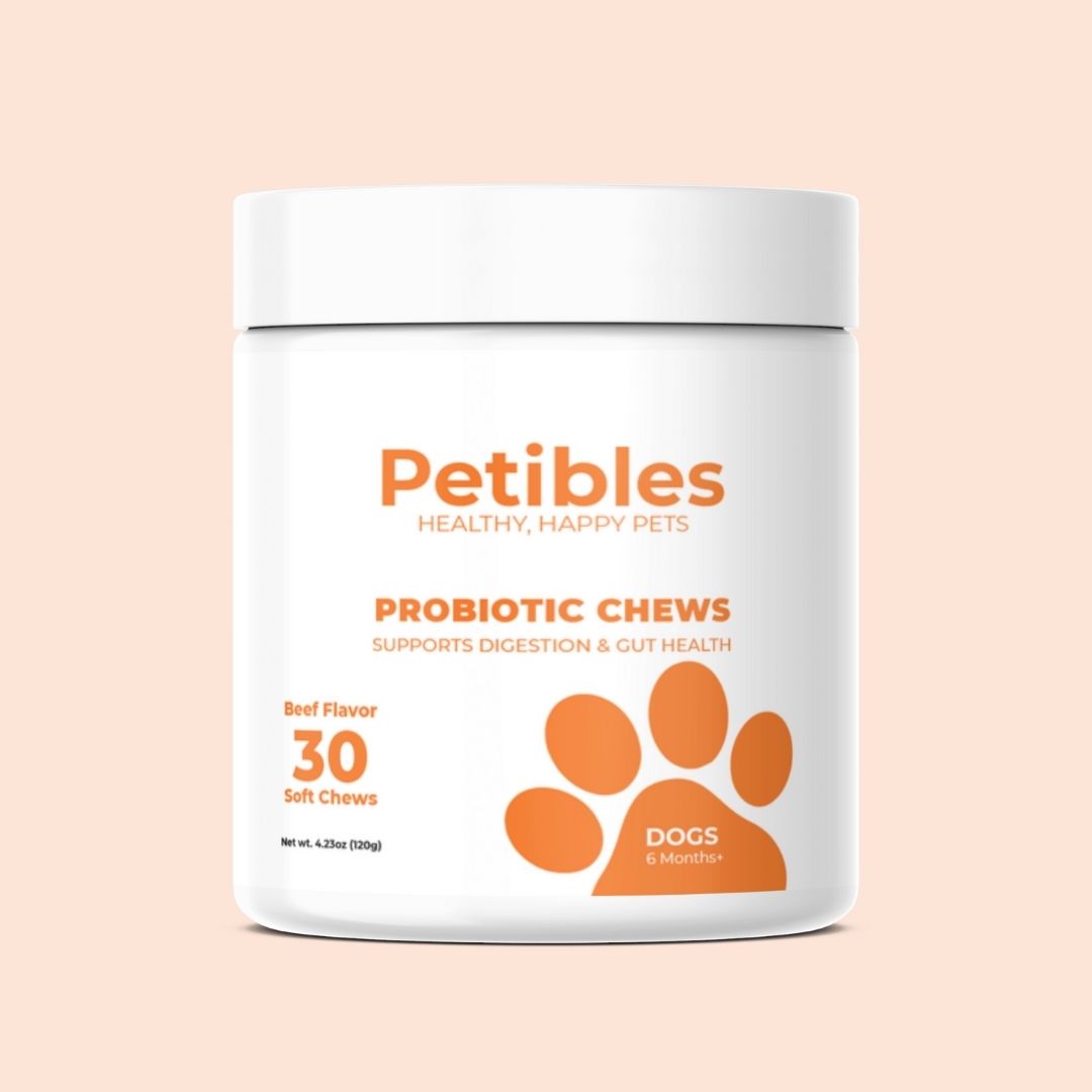 Petibles Probiotic Chews for Dogs – Digestive, Immune & Skin Support, Beef Flavor, 30‑Count
