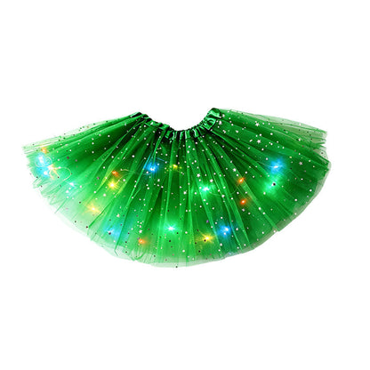 LED Light Up Sequin Tutu Skirt Star Mesh Princess Skirt for Girls and Adults