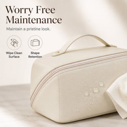 💄 Everything organized in style – spacious makeup bag with a handle for cosmetics, travel, and everyday use.