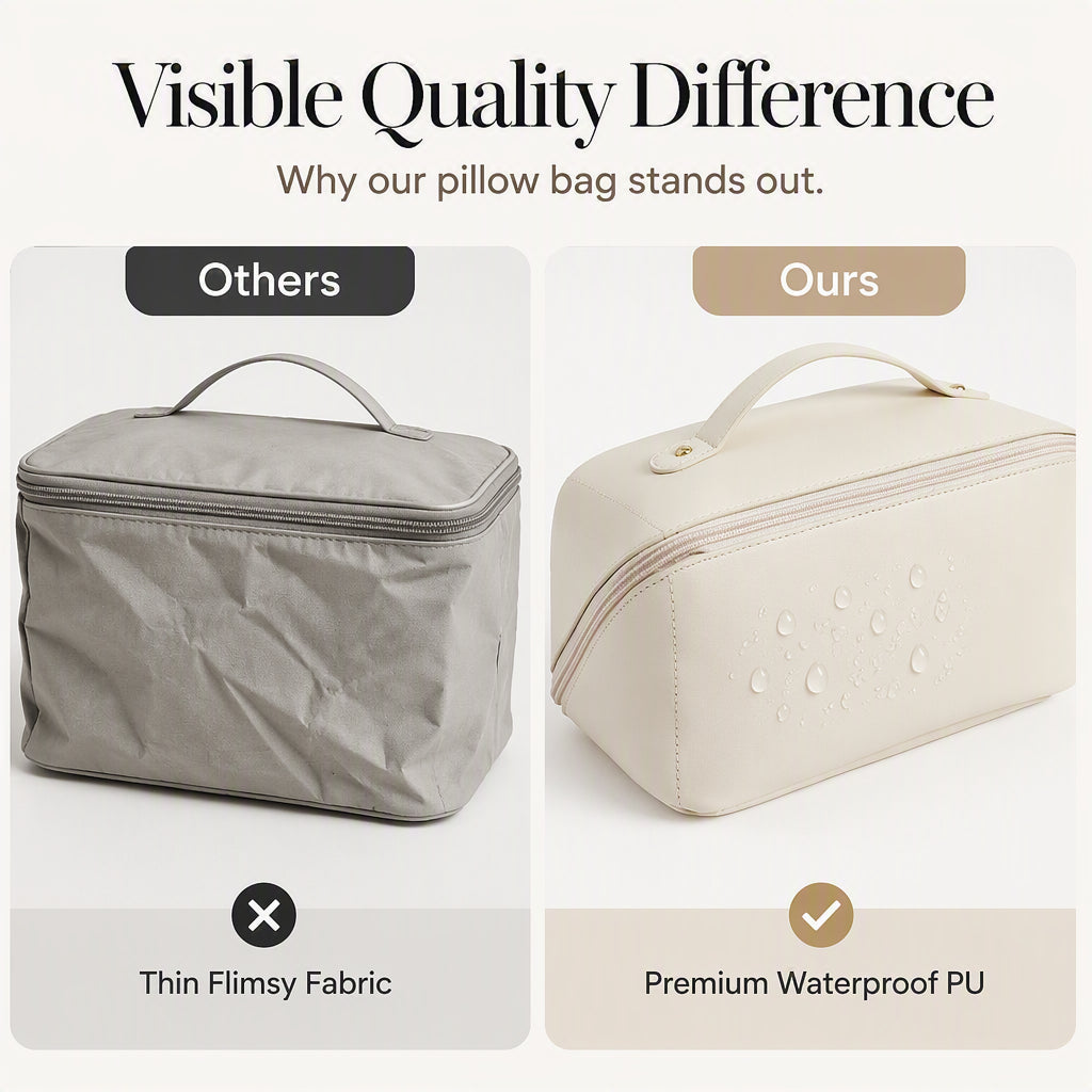 💄 Everything organized in style – spacious makeup bag with a handle for cosmetics, travel, and everyday use.