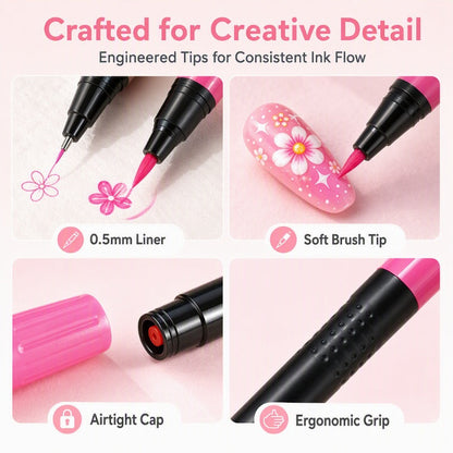 🎁24 Shades Dual-Tip Nail Art Marker Kit, Quick-Dry Painting Pens For DIY Nail Designs💅
